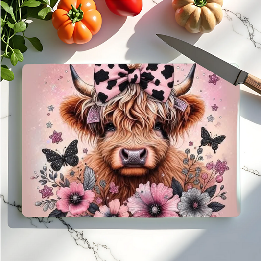 Highland Cow Glass Chopping Board Collection – Bold, Beautiful & Full of Personality!