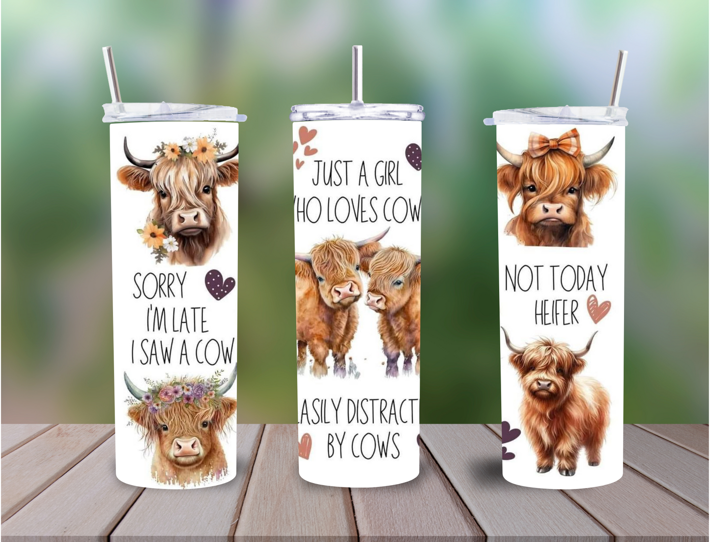 Personalised Highland Cow Tumbler – 20oz Stainless Steel