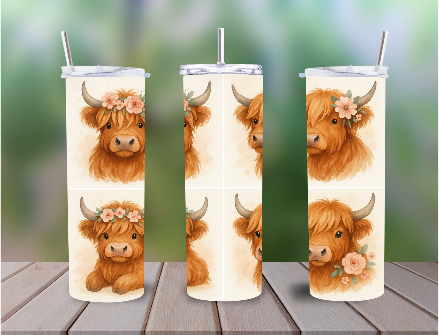 Personalised Highland Cow Tumbler – 20oz Stainless Steel
